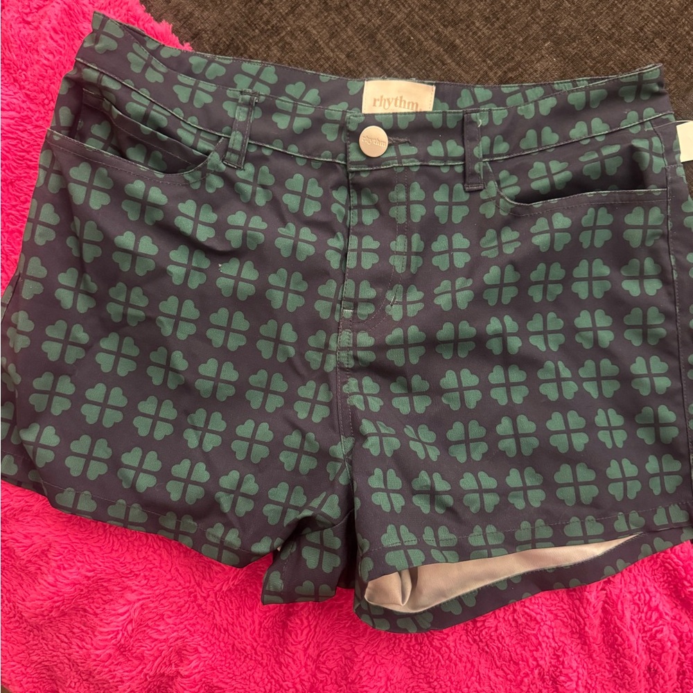 Rhythm. Women's Green shamrock lucky Patterned Shorts 10